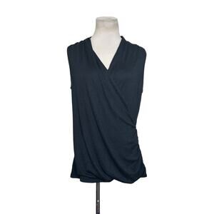 41 Hawthorne black faux wrap sleeveless knit top size Small